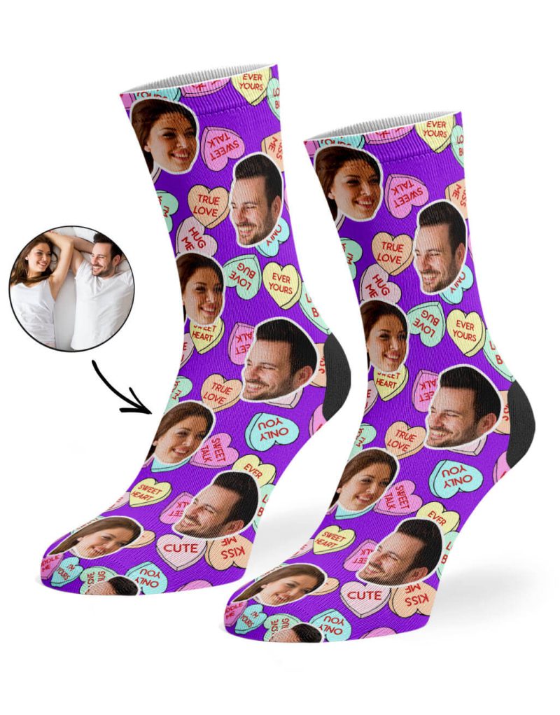 Purple Nice Love Hearts Socks