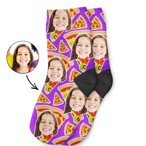 Purple Pizza My Face Kids Socks