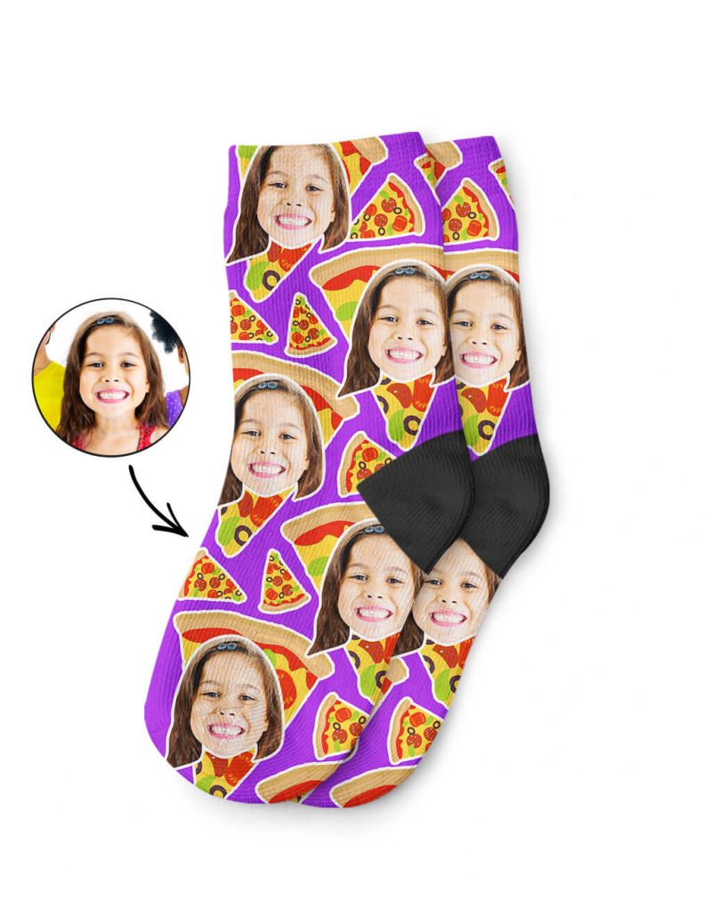 Purple Pizza My Face Kids Socks