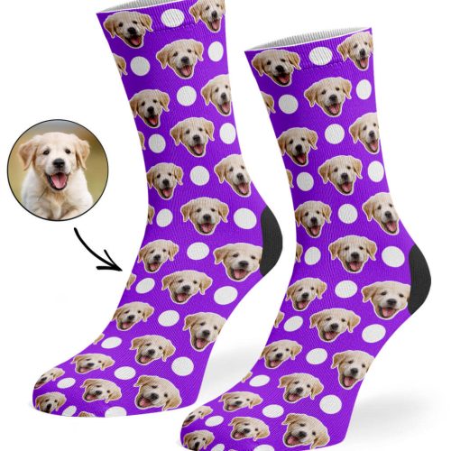 Purple Polka Dog Socks