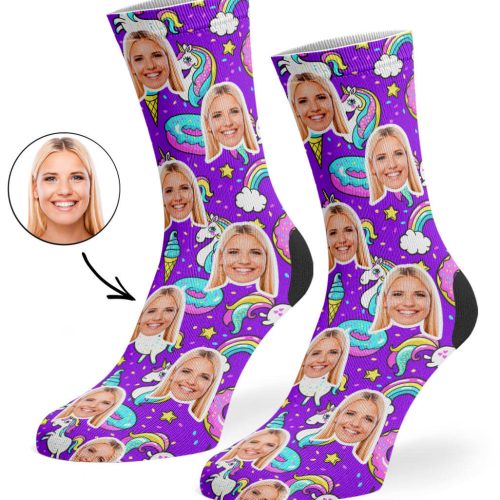 Purple Unicorn Donut Socks