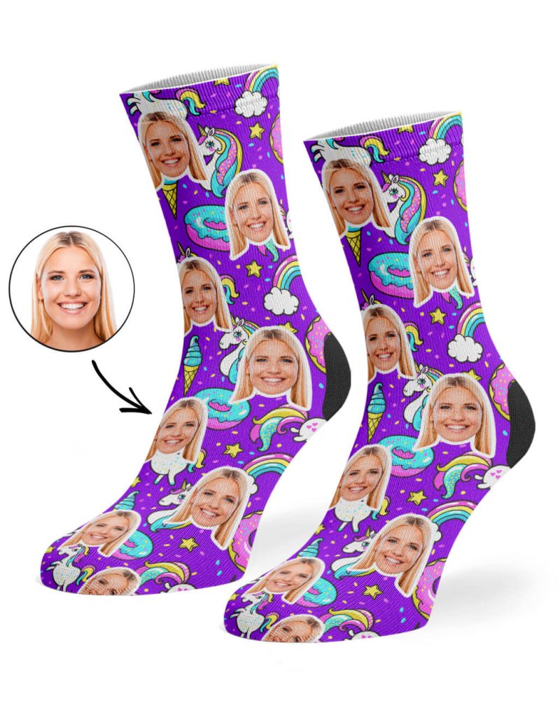 Purple Unicorn Donut Socks