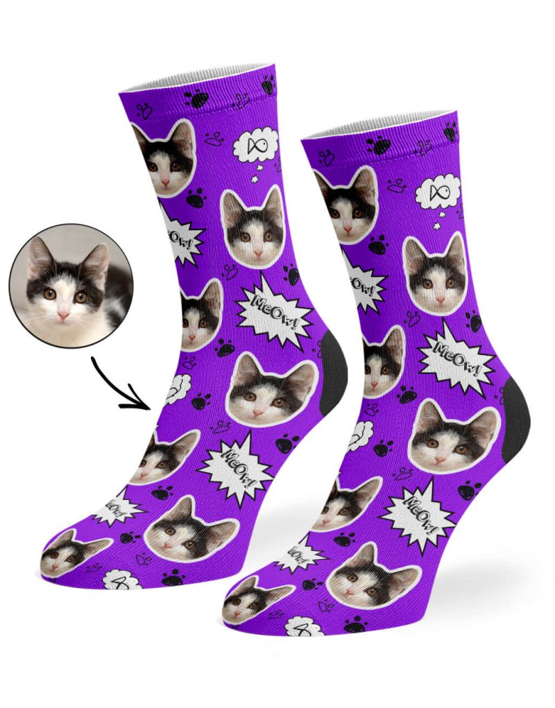 Purple Your Cat Meow Socks