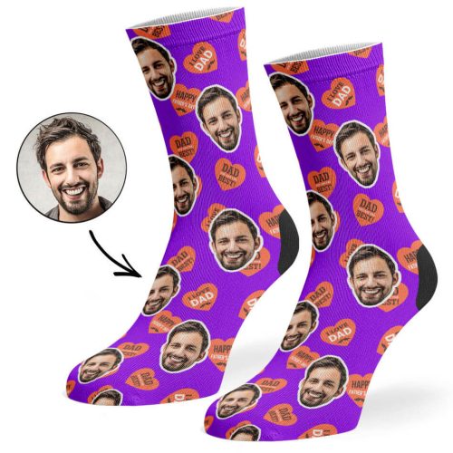 Purple Dad Love Hearts Socks