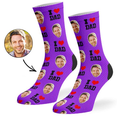 Purple I Love Dad Socks