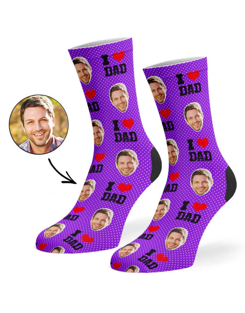 Purple I Love Dad Socks