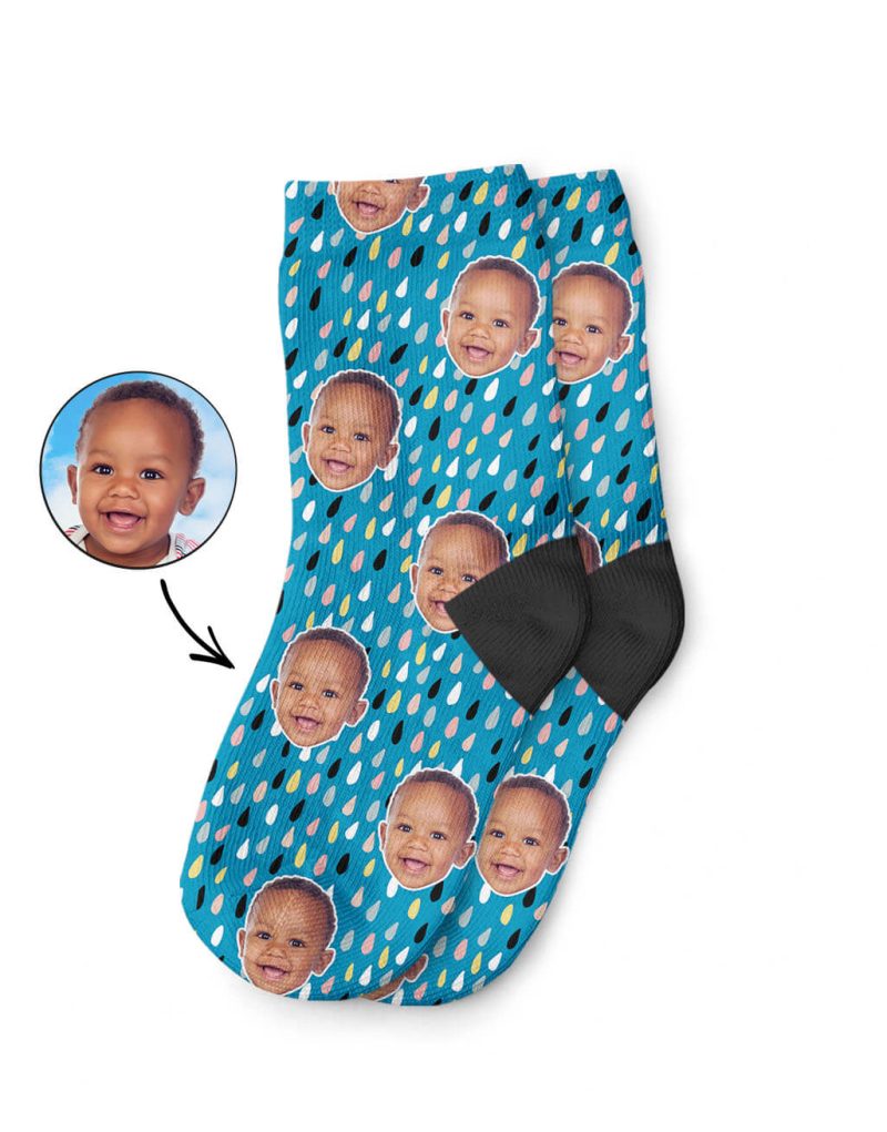 Raindrops Pattern Kids Face Socks