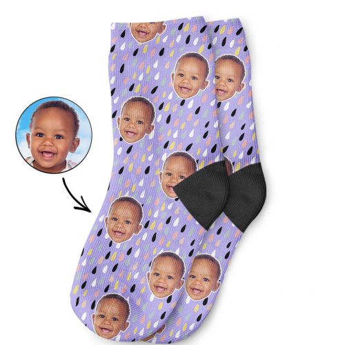 Your Photo On Raindrops Pattern Kids Socks