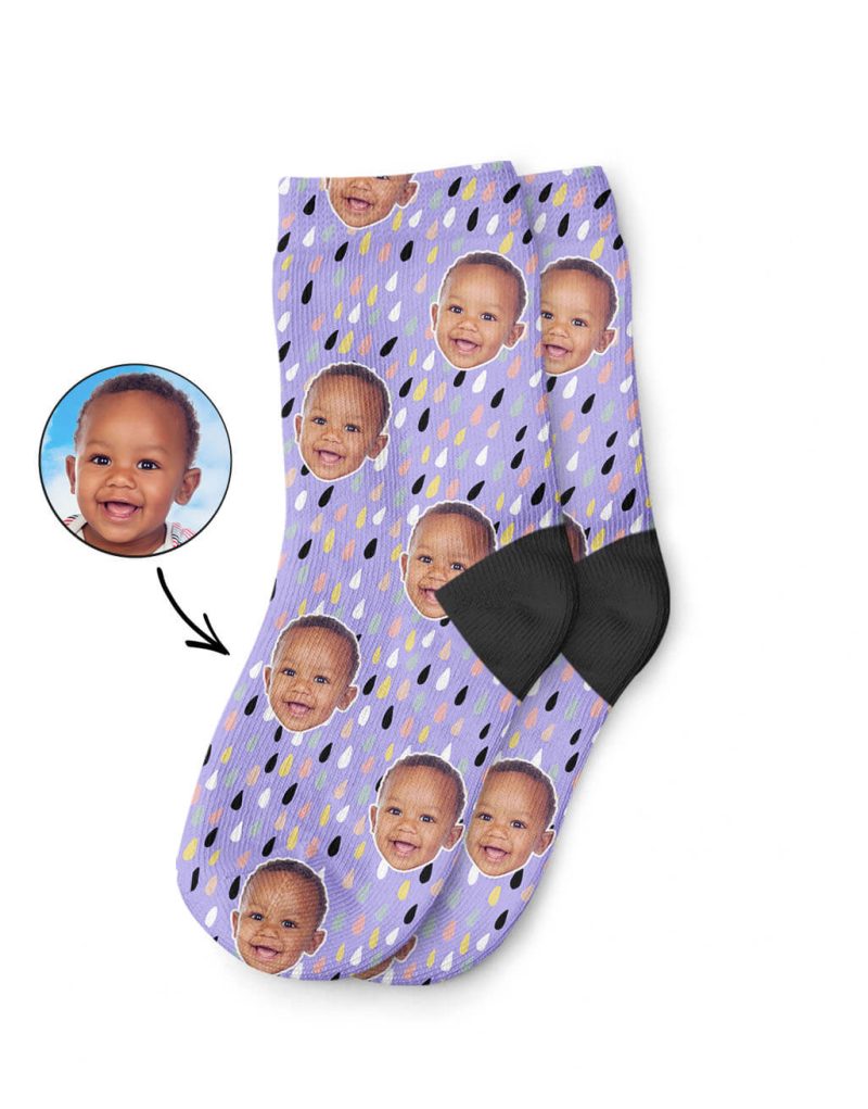 Your Photo On Raindrops Pattern Kids Socks