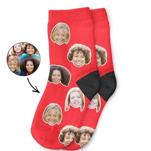 Red Best Friend Face Kids Socks