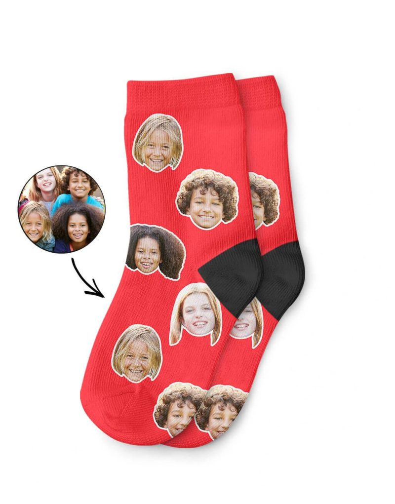 Red Best Friend Face Kids Socks