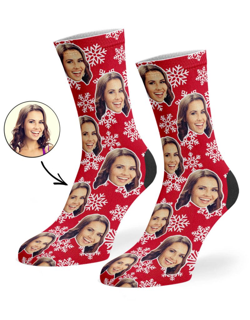 Red Christmas Snowflake Socks