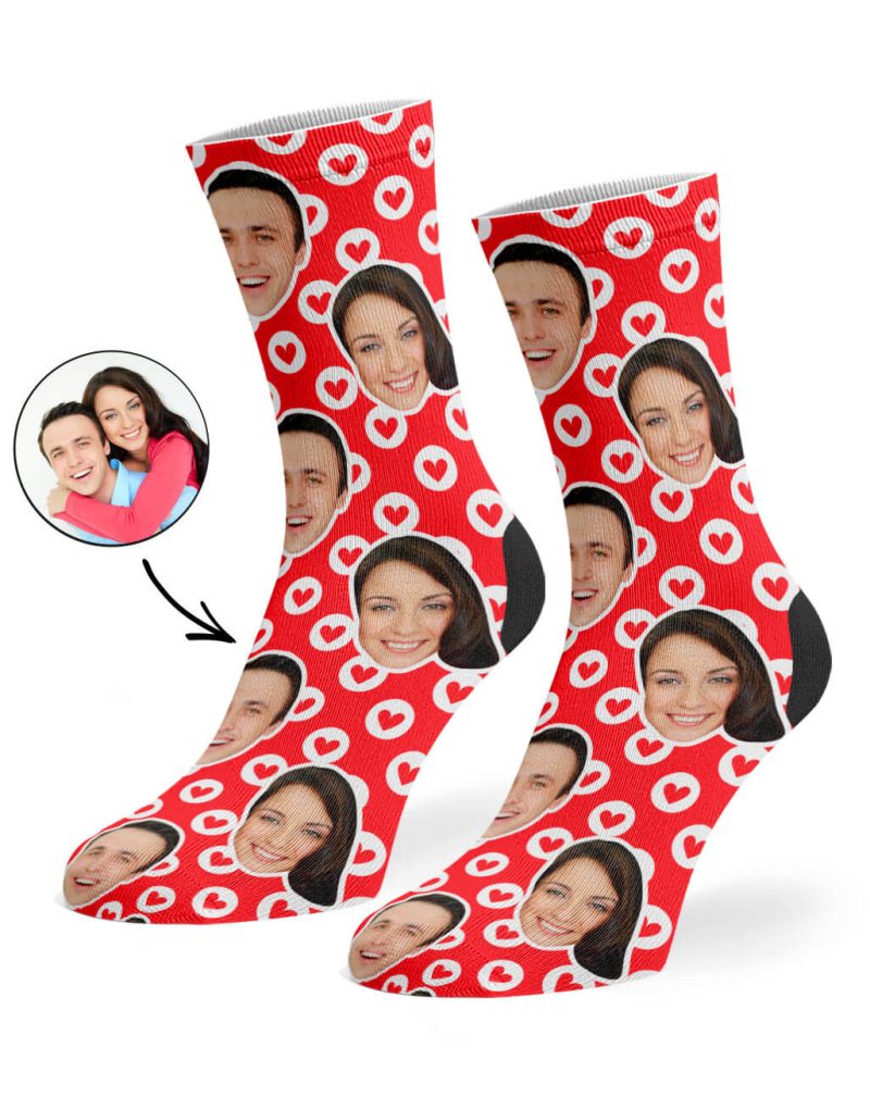 Red Circle Hearts Socks