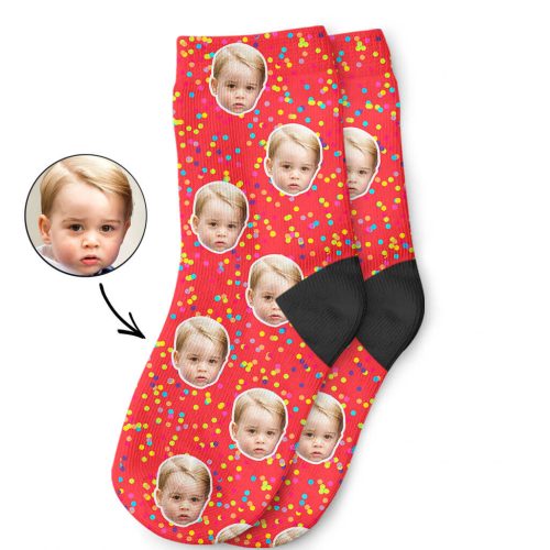 Red Colourful Spot Kids Socks