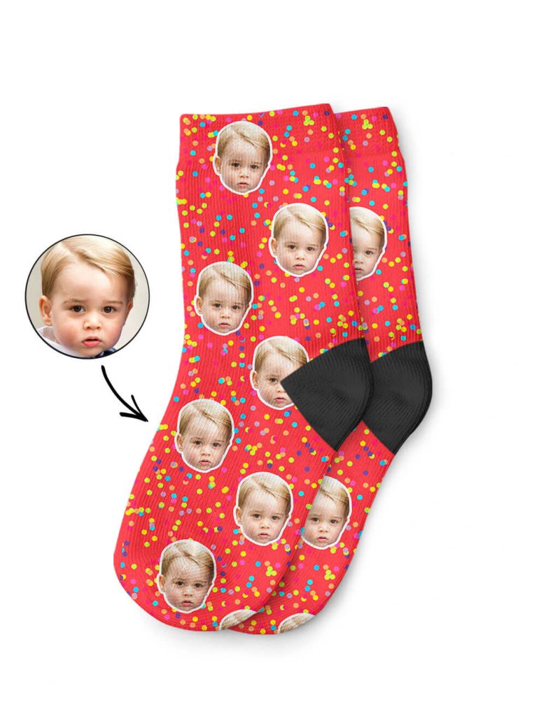 Red Colourful Spot Kids Socks