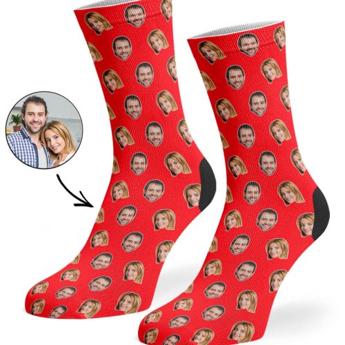 Red Couples Face Pattern Socks