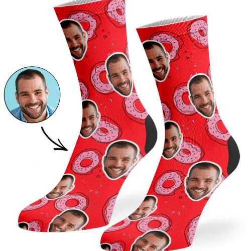 Red Donut Doodle Socks