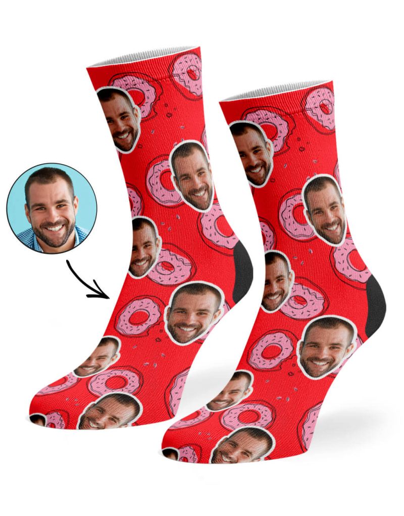 Red Donut Doodle Socks