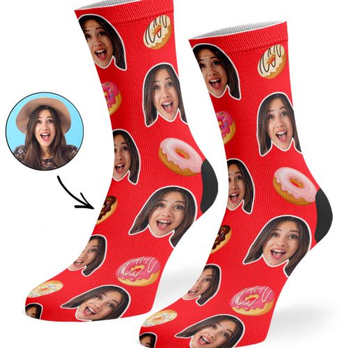 Red Donut Face Socks