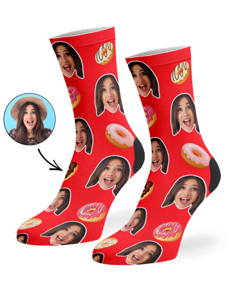 Red Donut Face Socks