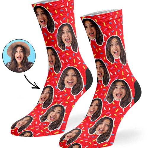 Red Donut Sprinkles Socks