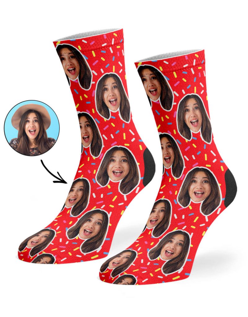 Red Donut Sprinkles Socks