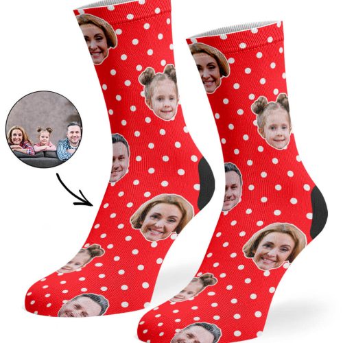 Red Family Spotty Face Socks