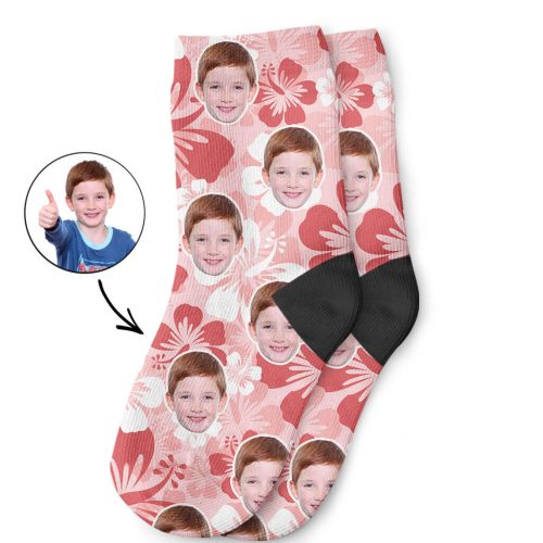 Hawaiian Face Kids Photo Socks