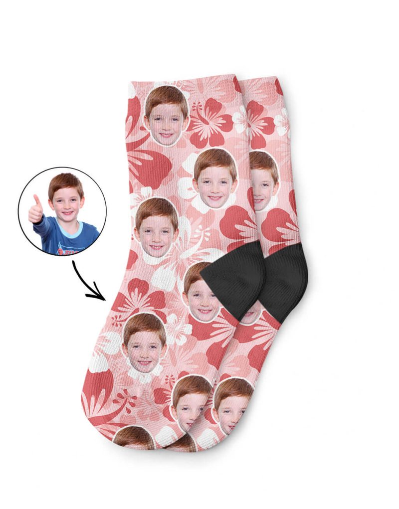 Hawaiian Face Kids Photo Socks