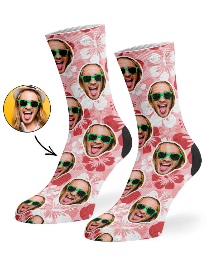 Red Hawaiian Face Socks