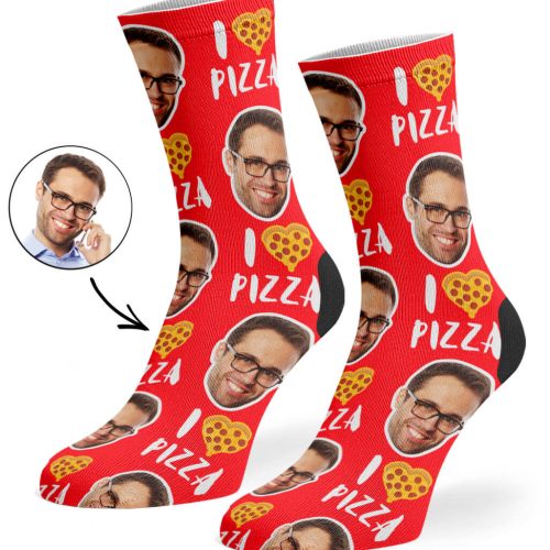 Red I Love Pizza Socks