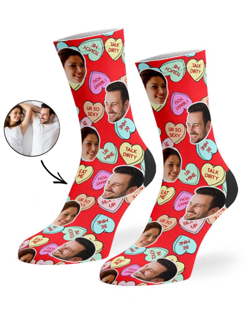 Red Naughty Love Hearts Socks