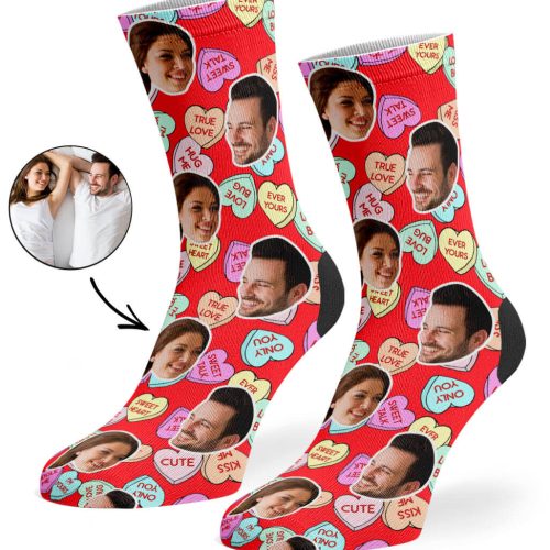 Red Nice Love Hearts Socks