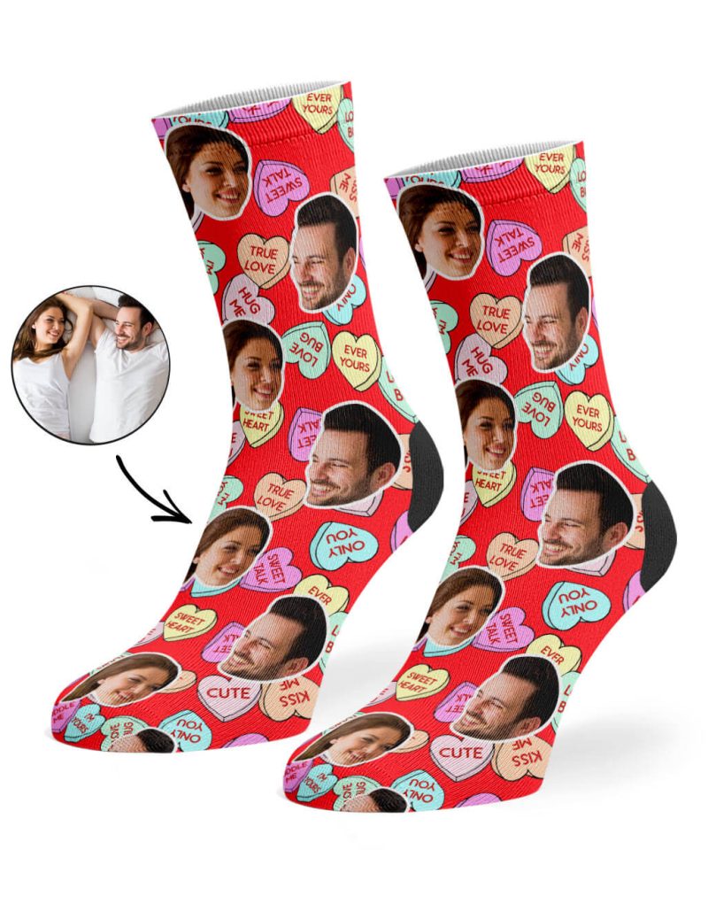 Red Nice Love Hearts Socks