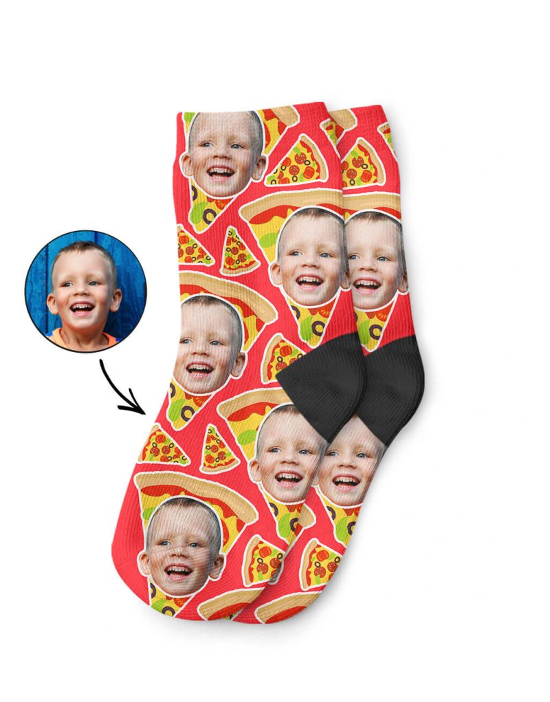 Red Pizza My Face Kids Socks