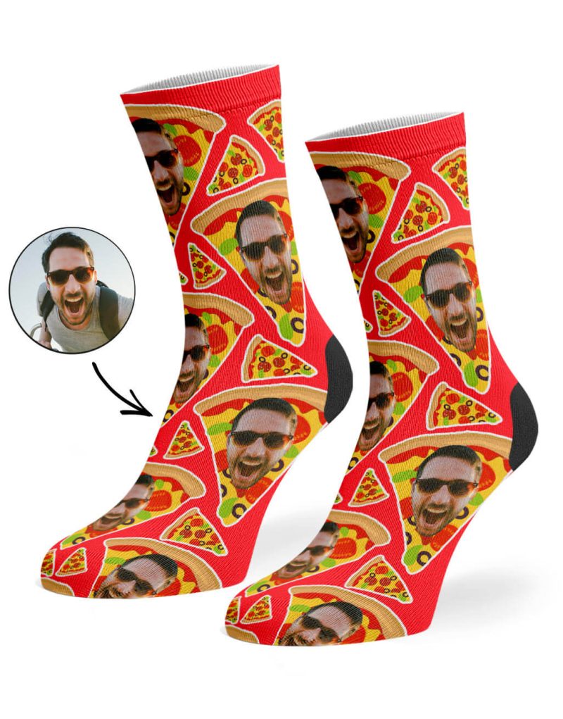 Red Pizza My Face Socks