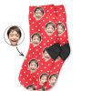 Red Spotty Face Kids Socks