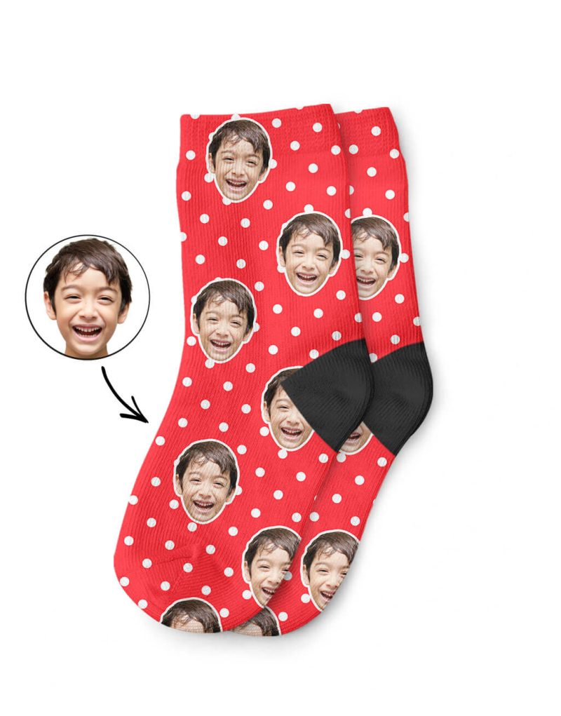 Red Spotty Face Kids Socks