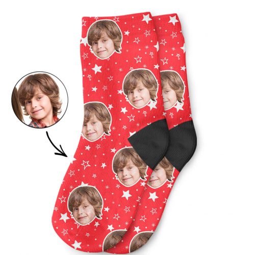 Photo On Star Pattern Kids Socks