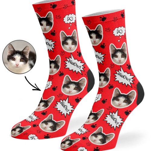 Red Your Cat Meow Socks