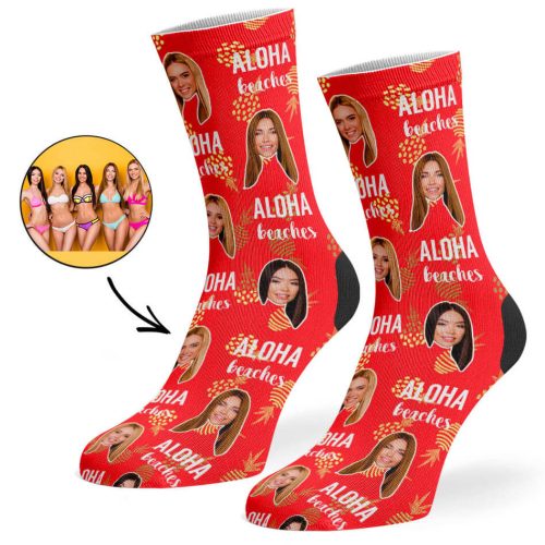 Red Aloha Beaches Socks