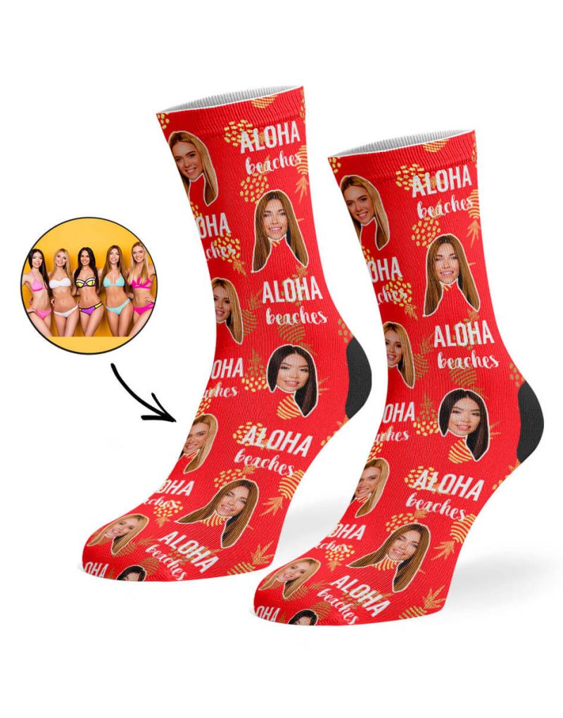 Red Aloha Beaches Socks