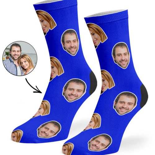 Royal BLue Couple Face Socks