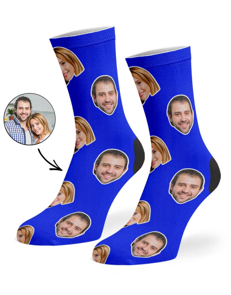 Royal BLue Couple Face Socks