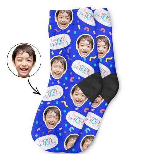 Royal Blue Happy Birthday Kids Socks