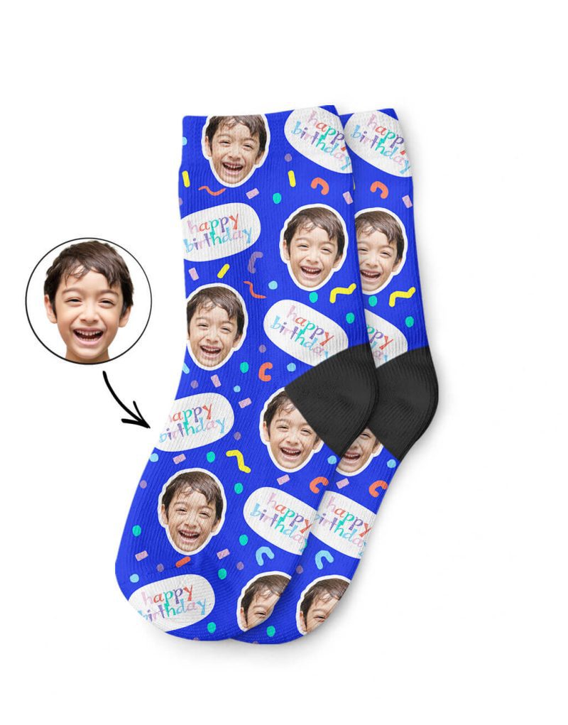 Royal Blue Happy Birthday Kids Socks