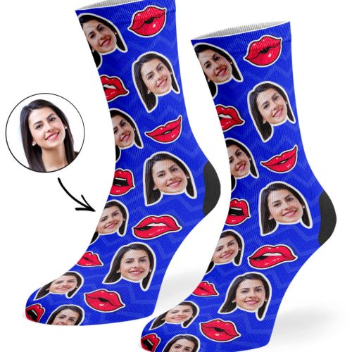 Royal Blue Comic Lips Socks