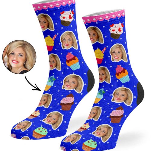 Royal Blue Cupcake Face Socks