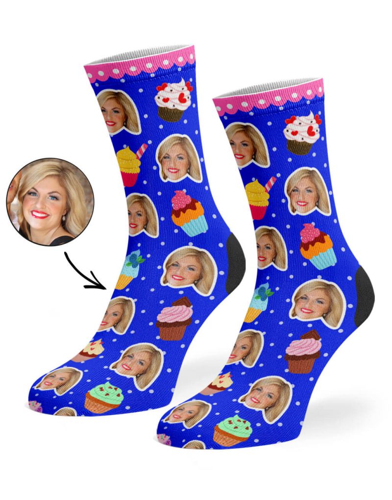 Royal Blue Cupcake Face Socks