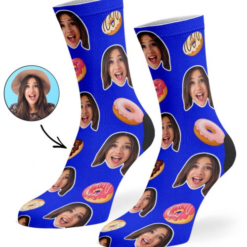 Royal Blue Donut Face Socks